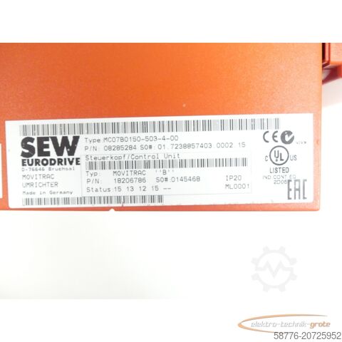 SEW component SEW-EURODRIVE Eurodrive MC07B0150-503-4-00 + MDX60A0150-503-4-00 generalüberholt mit 12 Monaten Gewährleistung