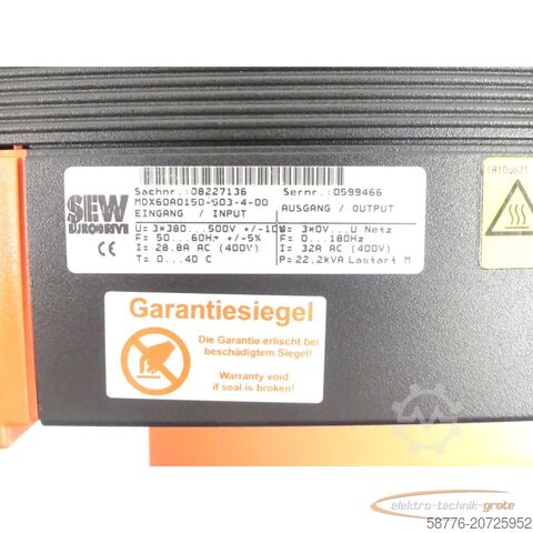 SEW component SEW-EURODRIVE Eurodrive MC07B0150-503-4-00 + MDX60A0150-503-4-00 generalüberholt mit 12 Monaten Gewährleistung