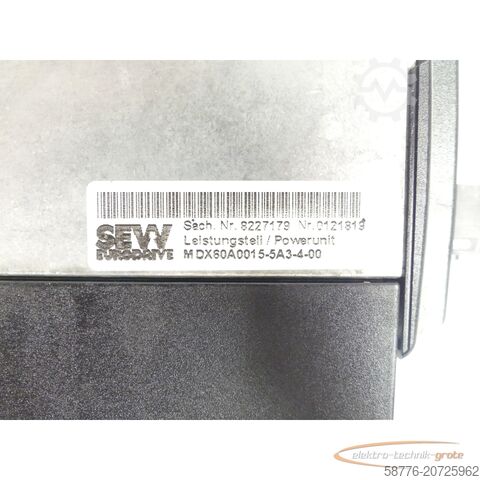 SEW komponentas SEW-EURODRIVE Eurodrive MDS60A0015-5A3-4-00 + MDX60A0015-5A3-4-00 generalüberholt mit 12 Monaten Gewährleistung