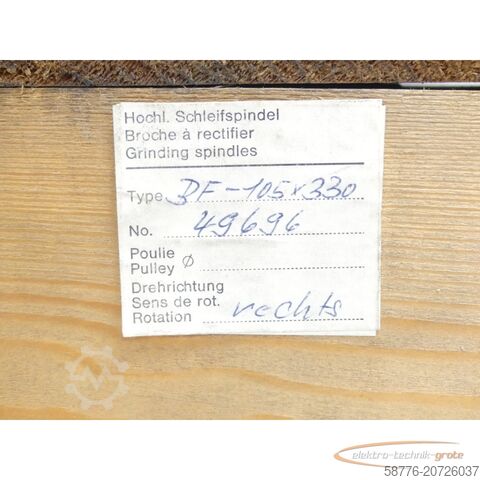 Komponentas SFJ BF 105 / BF-105X330 Hochleistungs-Schleifspindel SN:49696 - ungeb.! -