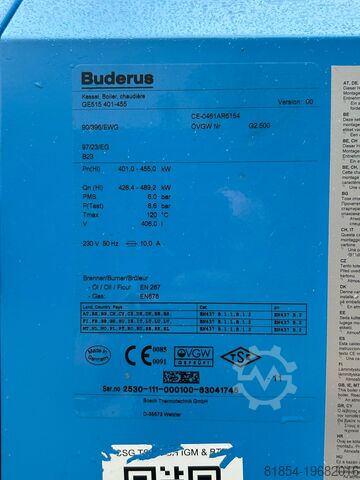Caldera de calefacción de baja temperatura Buderus GE515 455 kW Buderus  GE515 Niedertemperatur 455KW Buderus  GE515 Niedertemperatur 455KW