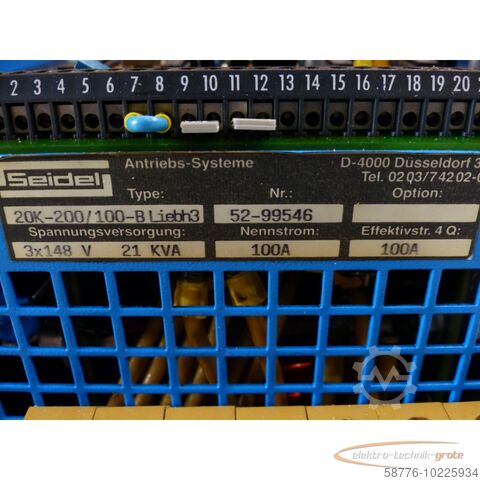 Seidel komponents Seidel 20K-200/100-B Umrichter SN: 52-52-99546 L 3x148V 21 kVA