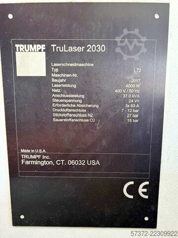 सीएनसी लेजर काटने की मशीन Trumpf TruLaser 2030 fiber