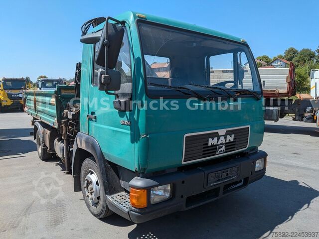 Camion benne MAN 8-174 / Hiab 045 Kran / Kipper Meiler