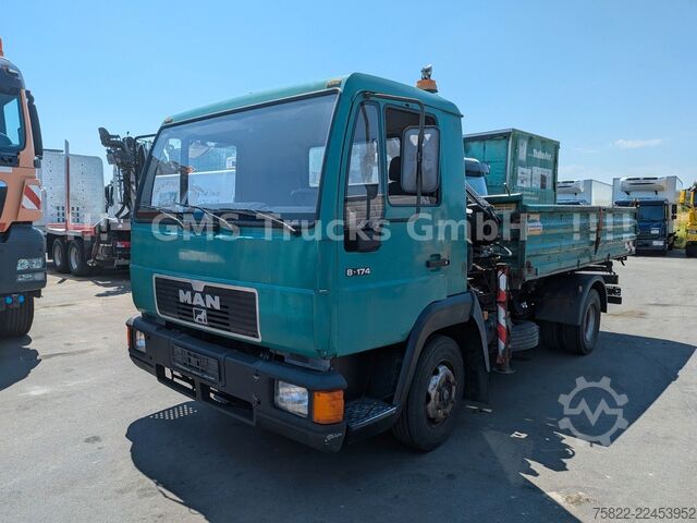 Camion-benne tricar MAN 8-174 / Hiab 045 Kran / Kipper Meiler