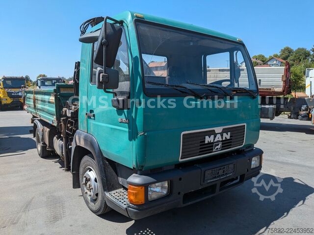 Camion-benne tricar MAN 8-174 / Hiab 045 Kran / Kipper Meiler