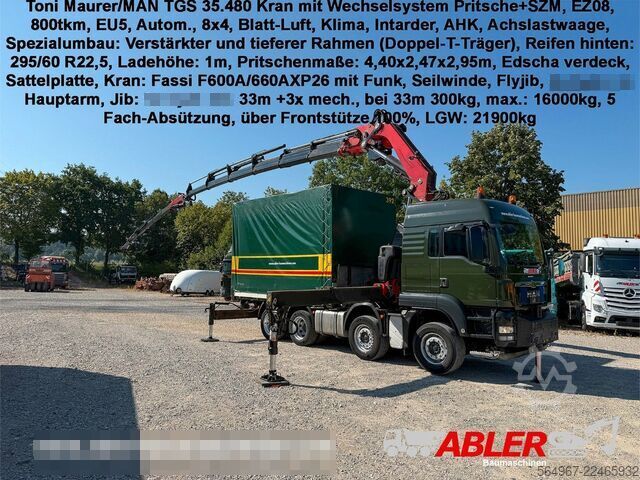मानक ट्रैक्टर यूनिट MAN TGS 35.480 Kran mit Wechselsys. SZM