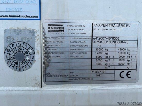 Poluprikolica sa pokretnim podom KNAPEN K100/KT01, 10 MM, LIFTACHSE, ROLLPLANE, FUNK