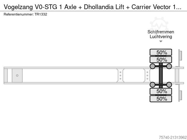 Kühl-/Tiefkühltransport Vogelzang V0-STG 1 Axle + Dhollandia Lift + Carrier Vecto...