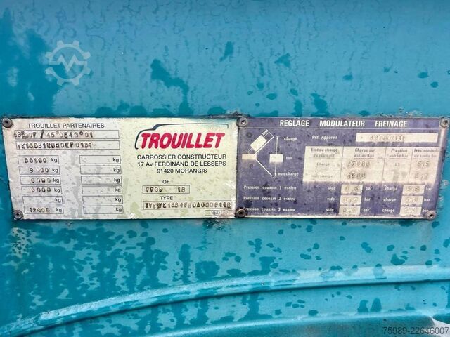 Tipper Trouillet SOCARI 69 m3 left side opens, self pump tyres, etc