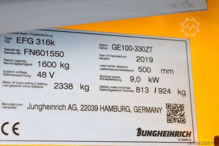Carretilla elevadora de 4 ruedas Jungheinrich EFG 316k