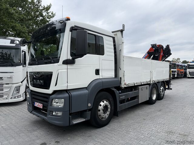 Kamion s ravnom platformom MAN TGS 26.470 6X2 Effer 215 bis 16 Meter