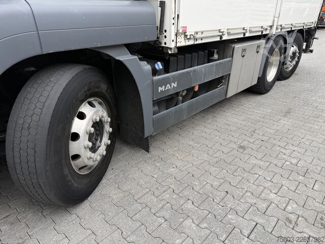 Kamion s ravnom platformom MAN TGS 26.470 6X2 Effer 215 bis 16 Meter