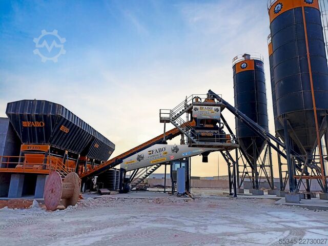 Pabrik pencampur beton / pabrik beton FABO Concrete Batching Plant 180 m3 Compact Concrete Batching Plant