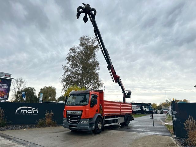 Truck mounted crane DAF LF 320 Pritsche SCHROTTGREIFER KRAN 14m FUNK