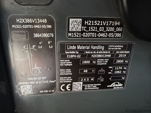 Électrique – 4 roues Linde E18PH  + Ladegerät NEU 48120 --EK