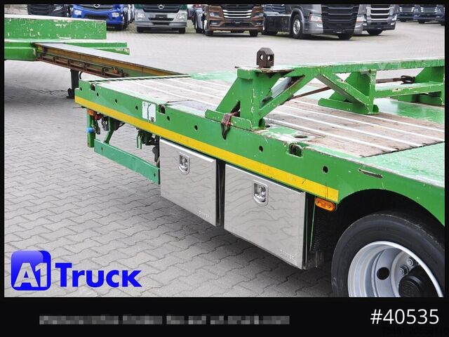Low loader semitrailer MEUSBURGER MTS-4, Mega, 2x Lenkachse, Liftachse, Tele 4000mm