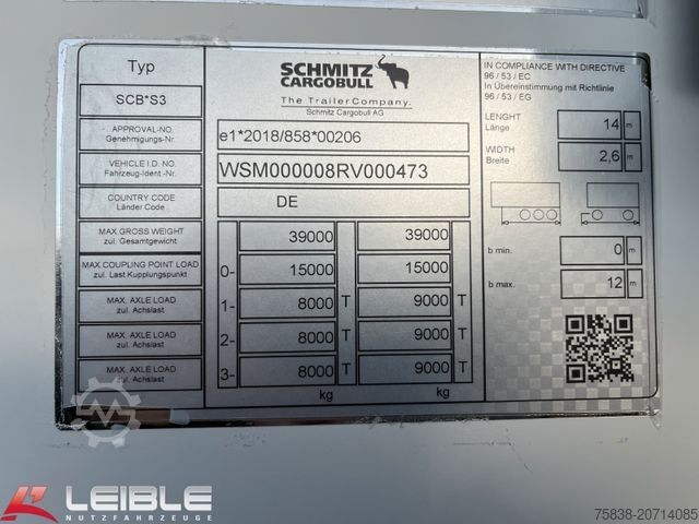冷藏半挂车 SCHMITZ CARGOBULL SKO 24/L*Pharma Zertifikat*Liftachse*neuwertig*