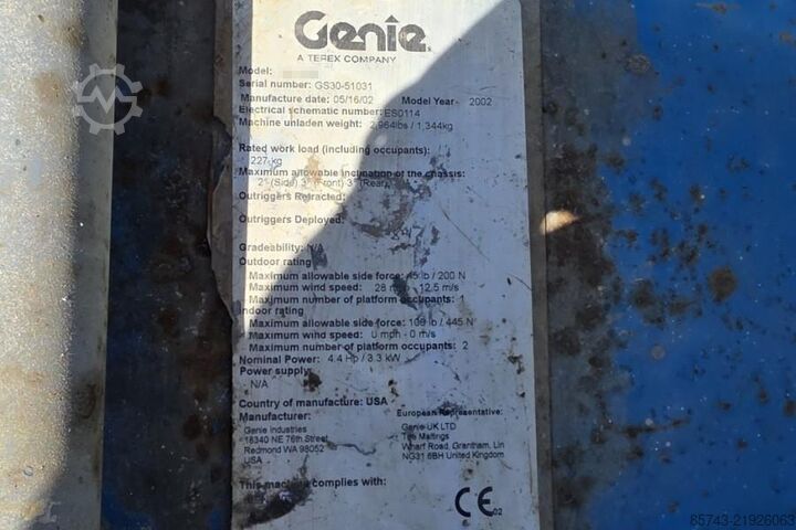 Ножичен асансьор Genie GS1930 Electric, Working Height 7.8 m, 227kg Capac