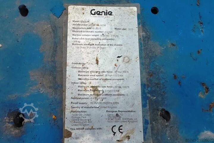 Ножичен асансьор Genie GS3246 Electric, Working Height 11.75 m, 318kg Cap