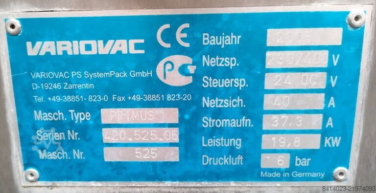 Iepakošanas iekārta Variovac Variovac Primus