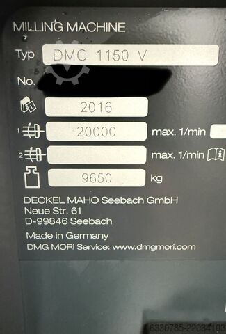 수직 머시닝 센터 Deckel Maho DMC 1150 V