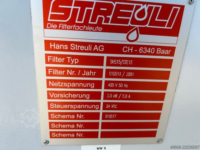 Chladicí zařízení, pásový filtr, filtr Streuli SHS 15 / STE 15