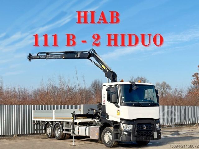Кран-манипулятор на шасси грузовика RENAULT T 380 * HIAB 111 B - 2 HIDUO + FUNK / 6x2!