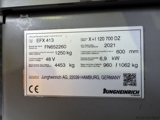 EFX 413 X + i = Pemandu Kabel!! Triplex FFL!! Baterai BARU!! JUNGHEINRICH EFX 413 X + i = Wire Guidance !! Triplex FFL !! NEW battery !!