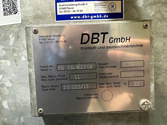 কোম্প্রেসড এয়ার ট্যাঙ্ক DBT ZU123/15