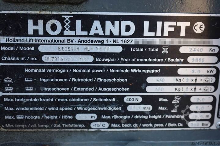 Šķēres lifts Holland Lift Ecostar HL-7814 Electric, 10m Working Height, 450k