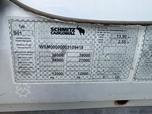 Bīdāmie tentiņi Schmitz SCS 24/L-13.62 E B Tautliner / Schmitz Axles / ...