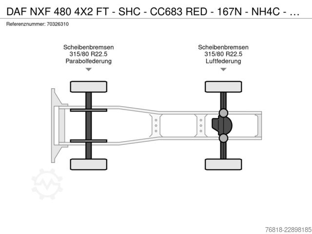 Tractora standard DAF NXF 480 4X2 FT - SHC - CC683 RED - 167N - NH4C -