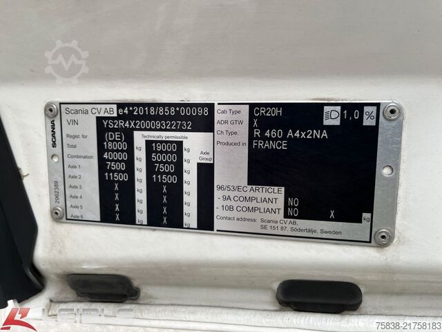 Стандартный седельный тягач SCANIA R 460 A4x2NA*2 Tanks 1095L*Alcoa Alu*Retarder*