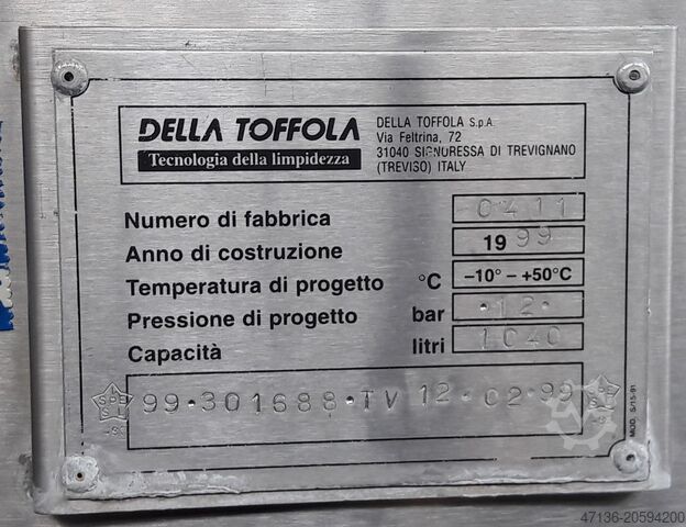 Filtro de tierra de diatomeas de 20 m² Della Toffola NF 20