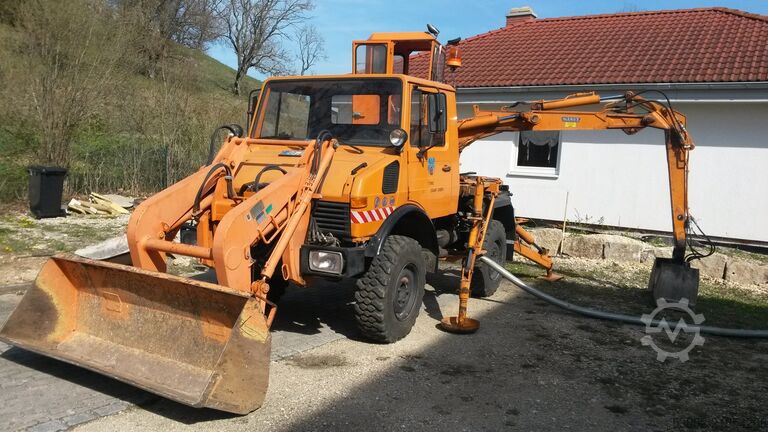 Unimog Klaus Bagger Frontlader Mercedes-Benz Unimog U424/U1000