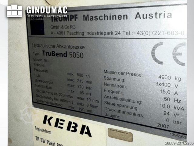 Kantpress TRUMPF TruBend V5050