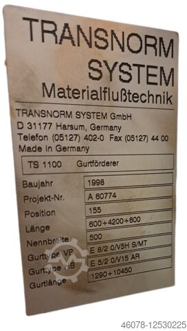 สายพานลำเลียง สายพานลำเลียง สายพาน GF Transnorm 8500-600-500
