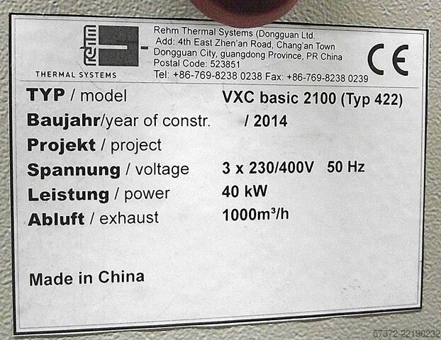 Reflow lodēšanas krāsns Rehm VXC basic 2450 Typ 523/VXC basic 2100 Typ 422