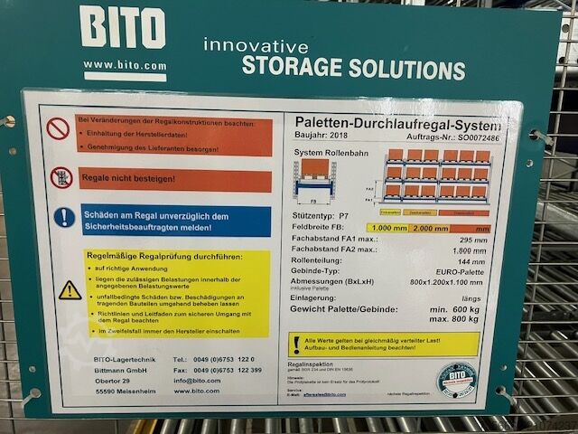 Bito raklapos ferde betoló állvány Bito Lagertechnik Paletten Einschubregalanlage PROflow