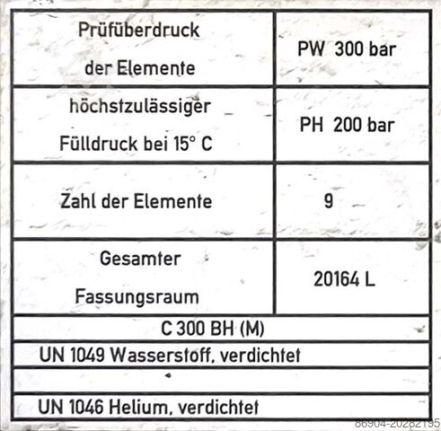 Tilhenger til tankbil MAFA Gas tank tube semi-trailer compressed helium, hydrogen, Wasserstoff