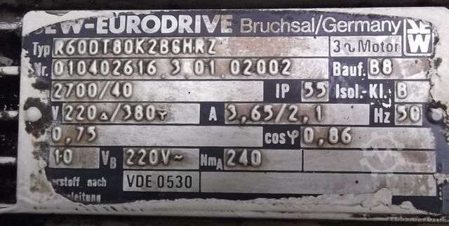 Vaihdemoottori 0,75 kW 40 r / min SEW-EURODRIVE R60DT80K2BGHRZ