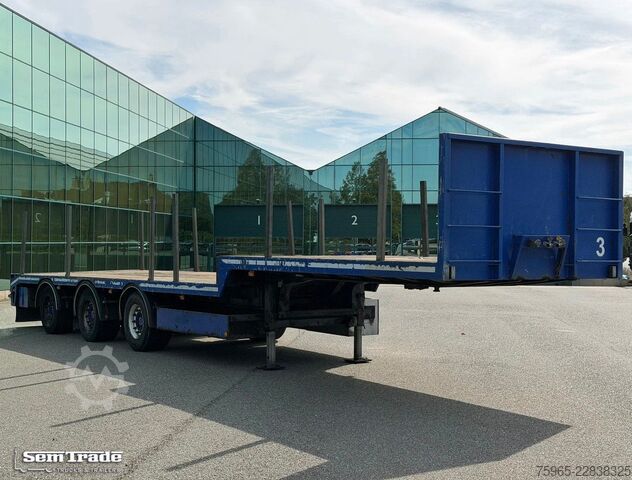 Semirremolque de plataforma baja  KWB P-453-STI-H 3-AS SEMI 2x STUURAS 1x LIFTAS S