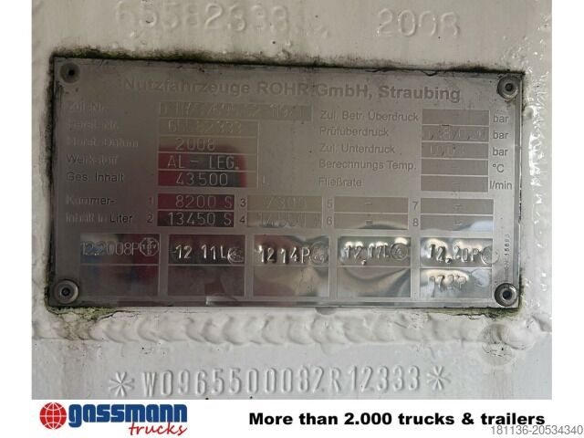 Semirremolque cisterna Rohr TAL-A-ZE 44,0, 43.500l, 4 Kammern, Untenbefüllung