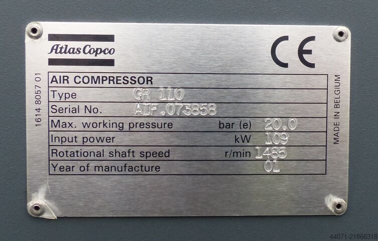 Skruvkompressor GR110 Atlas Copco GR 110