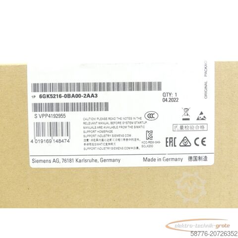 Komponen Siemens Siemens 6GK5216-0BA00-2AA3 SN:VPP4192955 - ! -