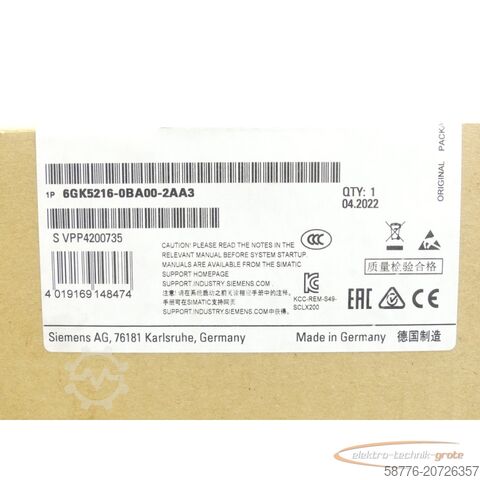 Komponen Siemens Siemens 6GK5216-0BA00-2AA3 SN:VPP4200735 - ! -