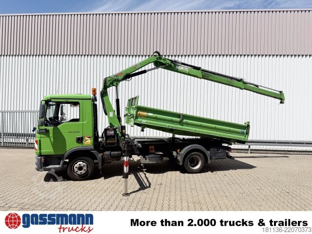 Camión volquete MAN TGL 12.220 4X2 BB, EEV, Kran Hiab 088 BS-2 CL