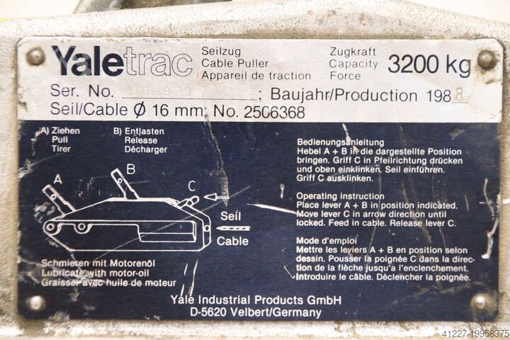 Monikäyttöinen nostin 3200 kg Yale Yaletrac 3,2 TON