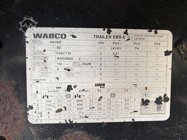 滑动油布 Krone - SD 27 + 3X BPW AXLE + LIFT AS + SCHUIFDAK